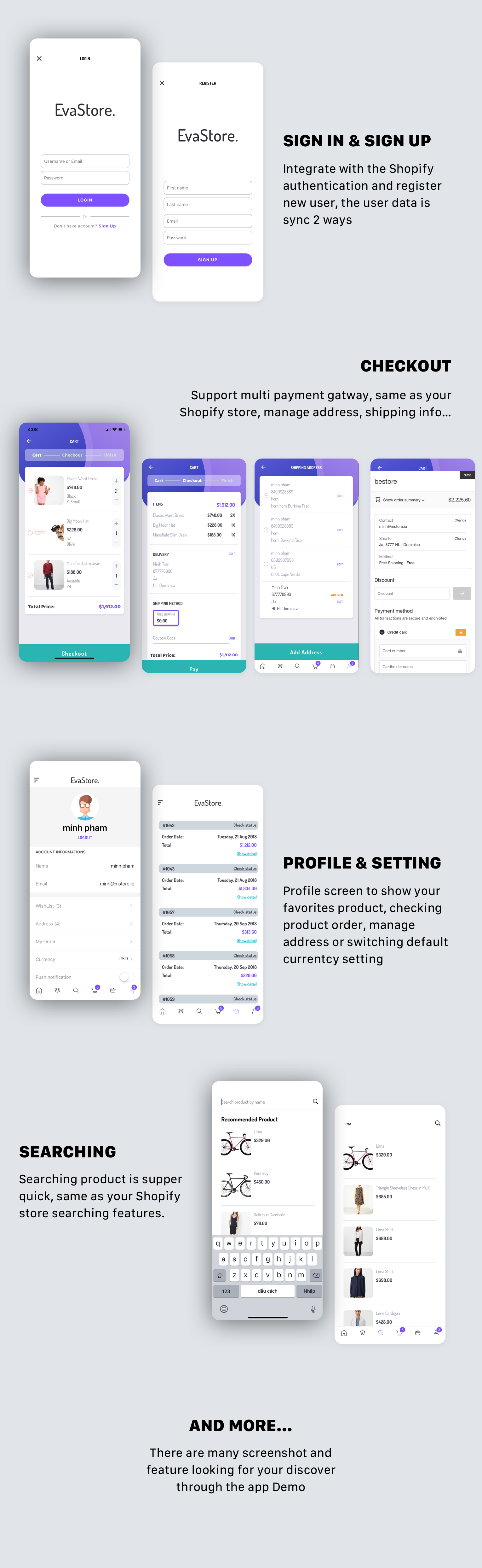 EvaStore - the complete mobile app for Shopify store by React Native and GraphQL - 4