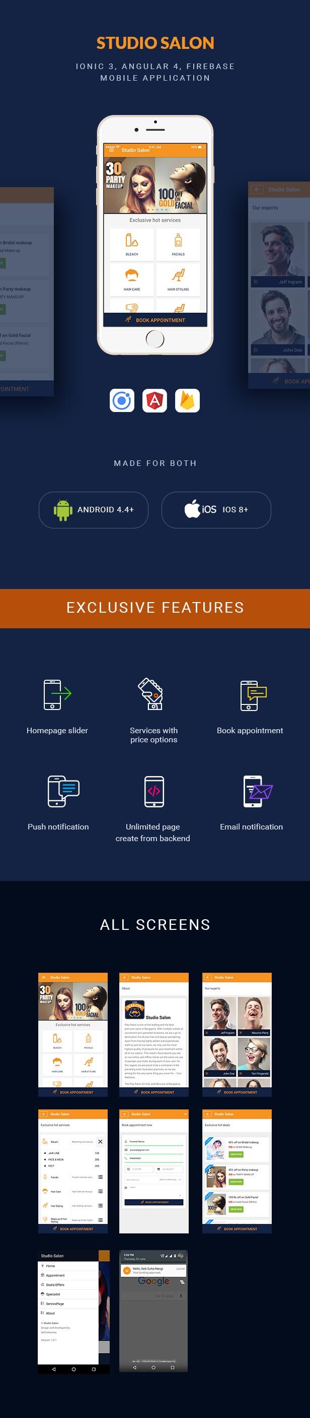Studio Salon | Ionic 3, Angular 4, Firebase Mobile Application - 2
