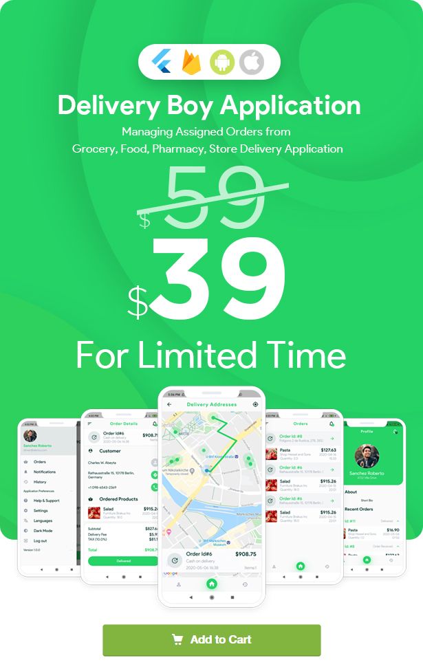 Delivery Boy for Groceries, Foods, Pharmacies, Stores Flutter App - 2