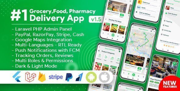 Grocery, Food, Pharmacy, Store Delivery Mobile App with Admin Panel Flutter Ecommerce Mobile App template