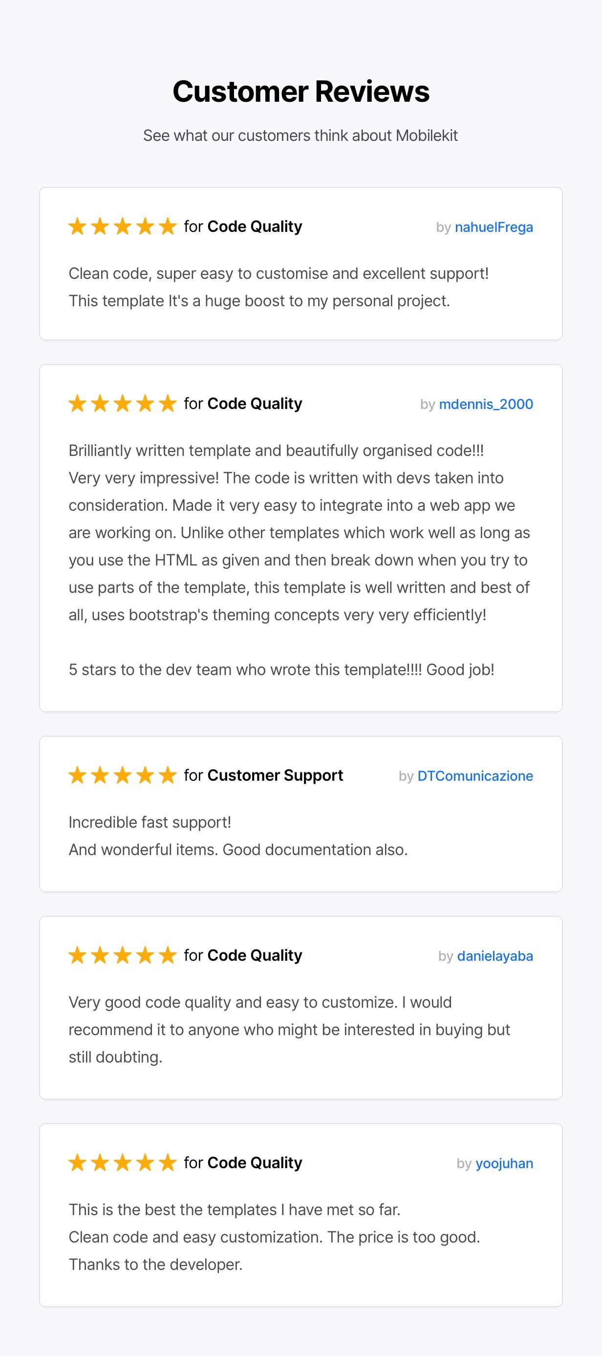 customer reviews