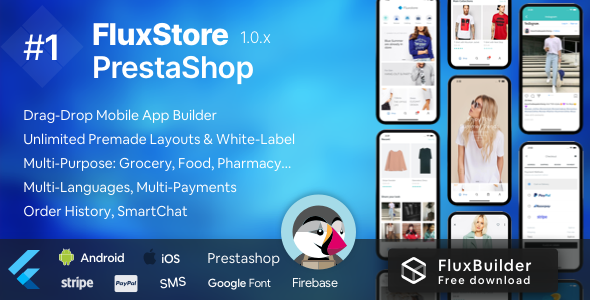 Fluxstore Prestashop - Flutter E-commerce Full App Flutter Ecommerce Mobile App template