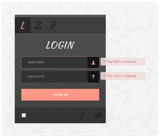 Login page