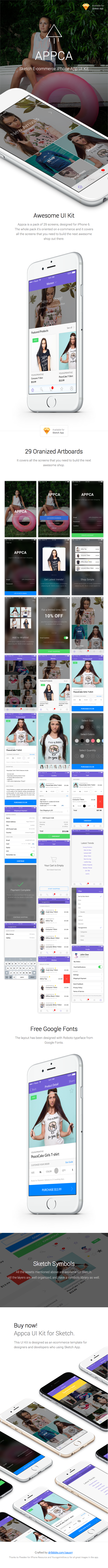 Appca - Ecommerce UI Kit for Sketch App - 1