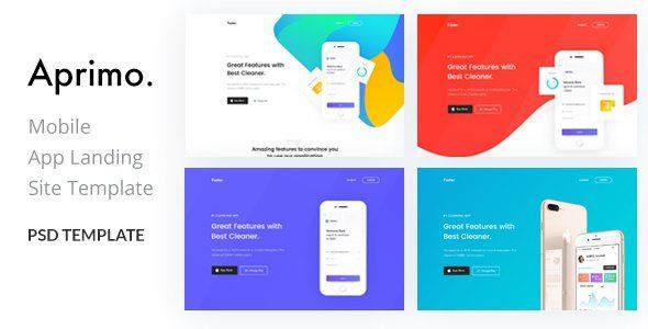 Aprimo-Mobile App Landing Page PSD Template   Design App template