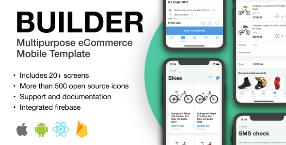 BUILDER - Multipurpose eCommerce Mobile Template React native Ecommerce Mobile App template