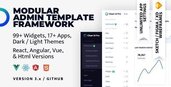 Clean UI Pro Bundle — Modular Multi Concept Admin Template   Design Uikit