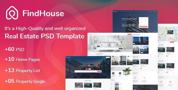 FindHouse - Real Estate PSD Template  Travel Booking &amp; Rent Design 