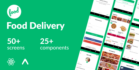 Food Delivery - React Native Template React native Food &amp; Goods Delivery Mobile App template