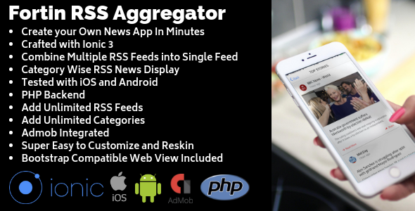 Fortin Multiple RSS Feeds Aggregator Ionic News &amp; Blogging Mobile App template