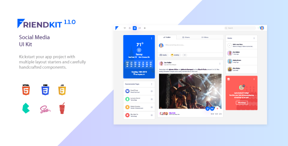 Friendkit - Social Media UI Kit  Chat &amp; Messaging Design Dashboard