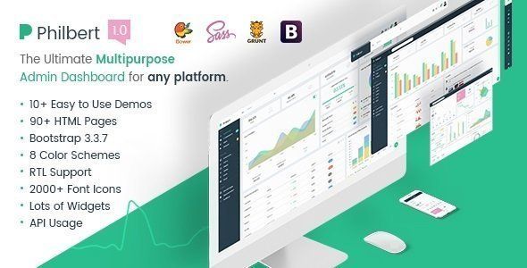 Philbert - Multipurpose Bootstrap Admin Dashboard Template + UI Kit   Design Dashboard