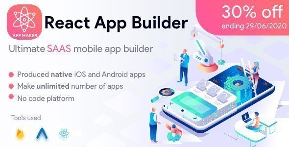 React App Builder - SaaS - Unlimited number of apps React native Ecommerce Mobile App template