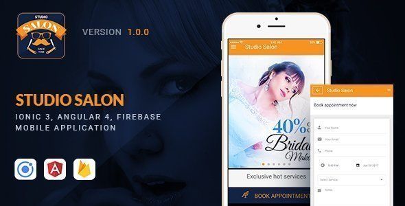 Studio Salon | Ionic 3, Angular 4, Firebase Mobile Application Ionic Travel Booking &amp; Rent Mobile App template