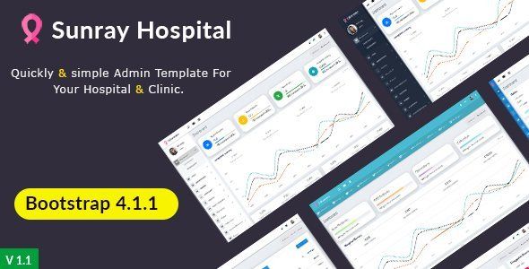 Sunray - Bootstrap 4 Medical Admin Dashboard Template For Hospital & Clinics   Design Dashboard