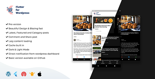 Flutter for Wordpress Pro Flutter News &amp; Blogging Mobile App template