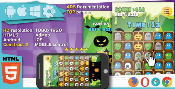 Sweet world - HTML5 game. Construct2 (.capx) + mobile - 11