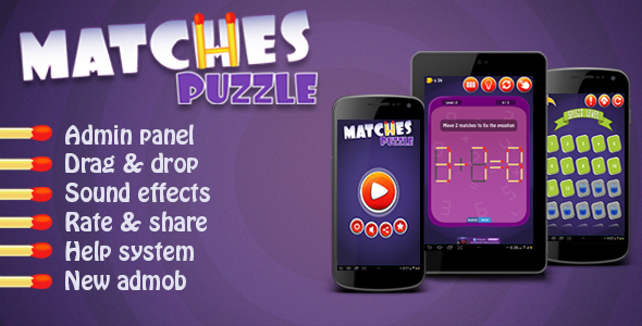 Matches Puzzle - Android Game Android Game Mobile App template