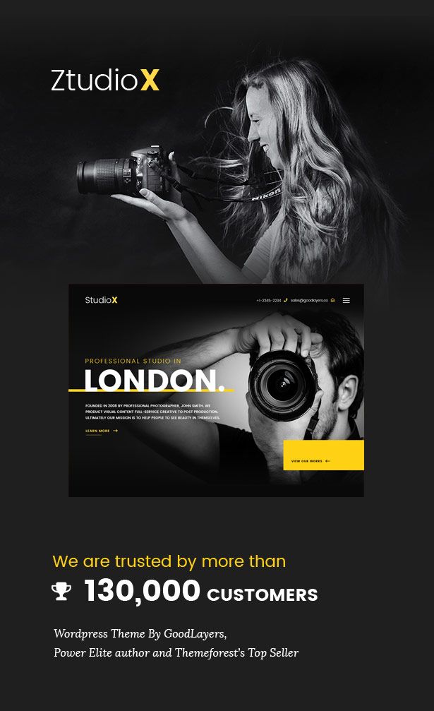 Ztudio X - Creative Studio Photography WordPress Theme For Photography (Studio X) - 1