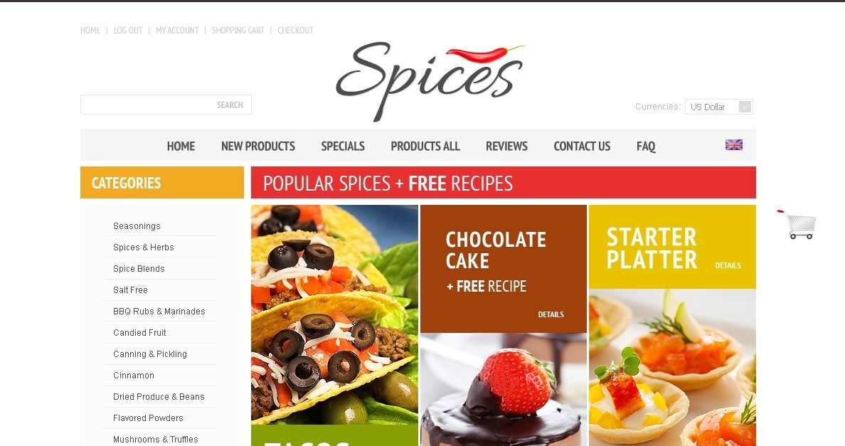 Exotic Spices ZenCart Template #40108 - TemplateMonster