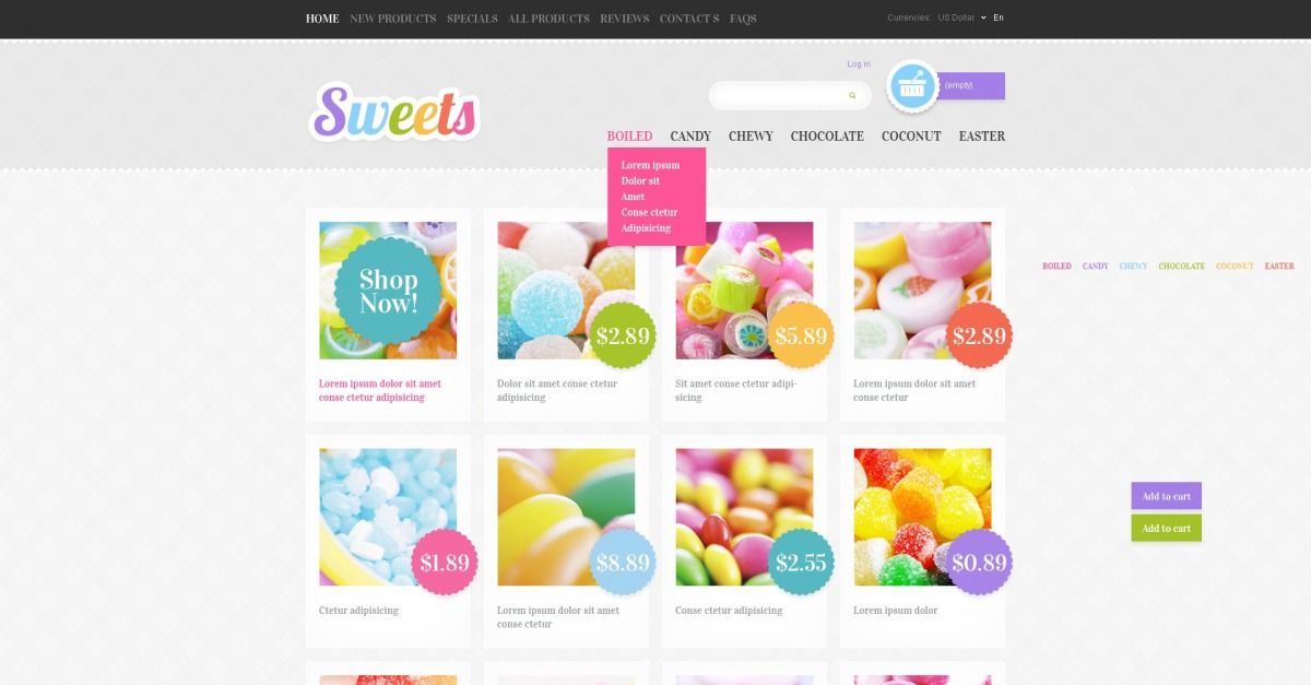 Sweet Shop ZenCart Template #40110 - TemplateMonster