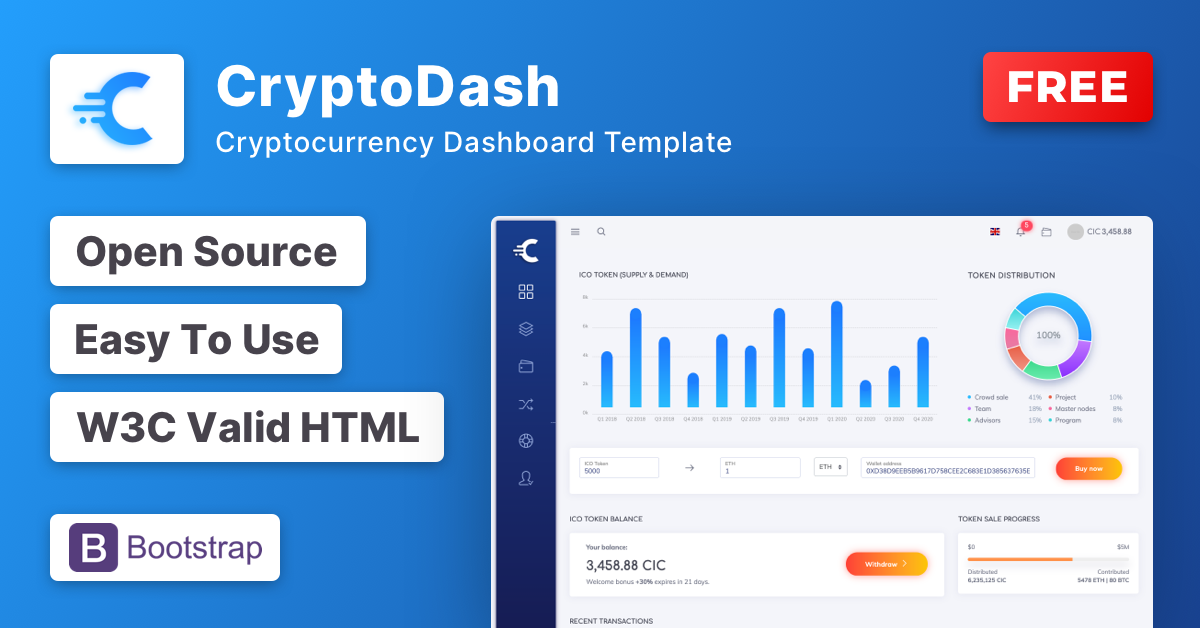 Cryptodash Dashboard FREE - Bootstrap 5