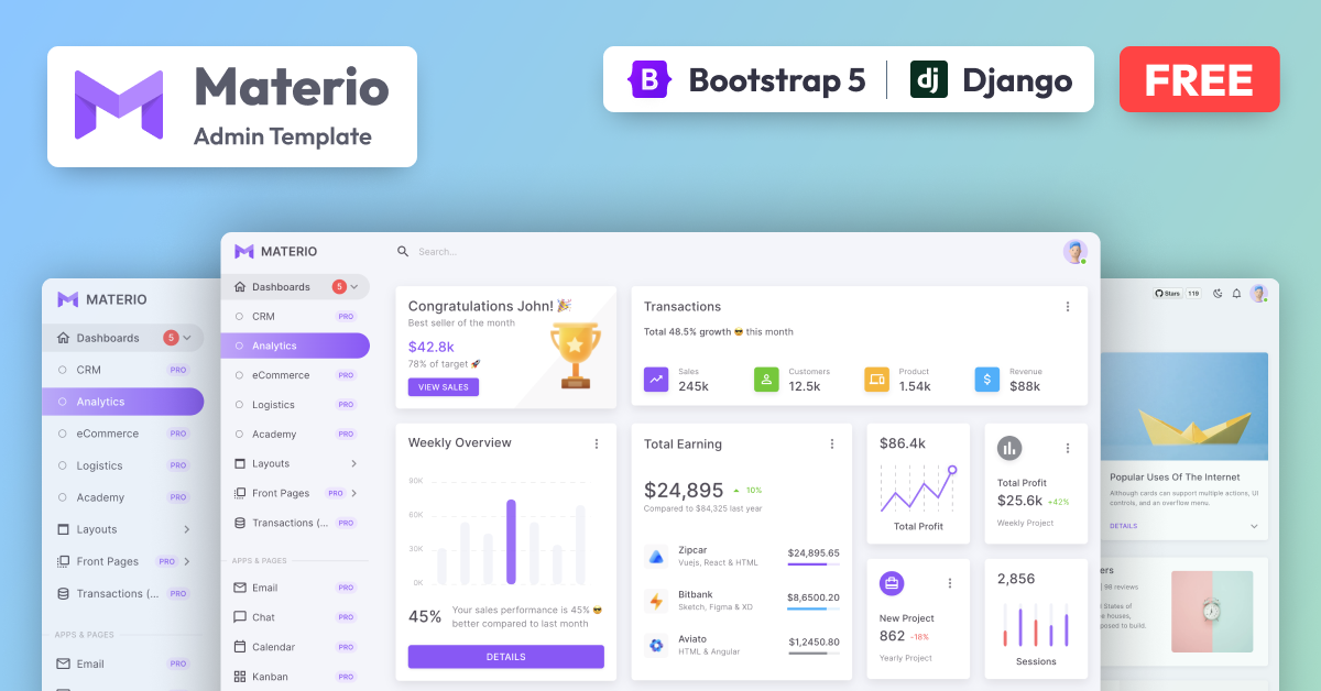 Materio Dashboard FREE - Django 5