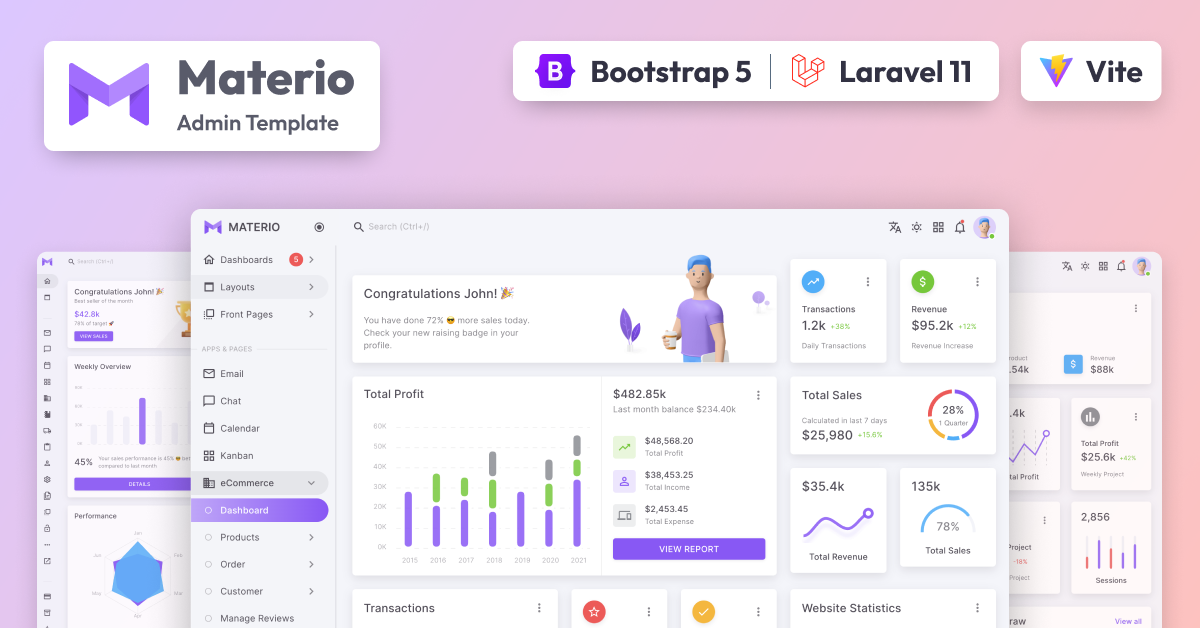 Materio Dashboard PRO - Laravel 11