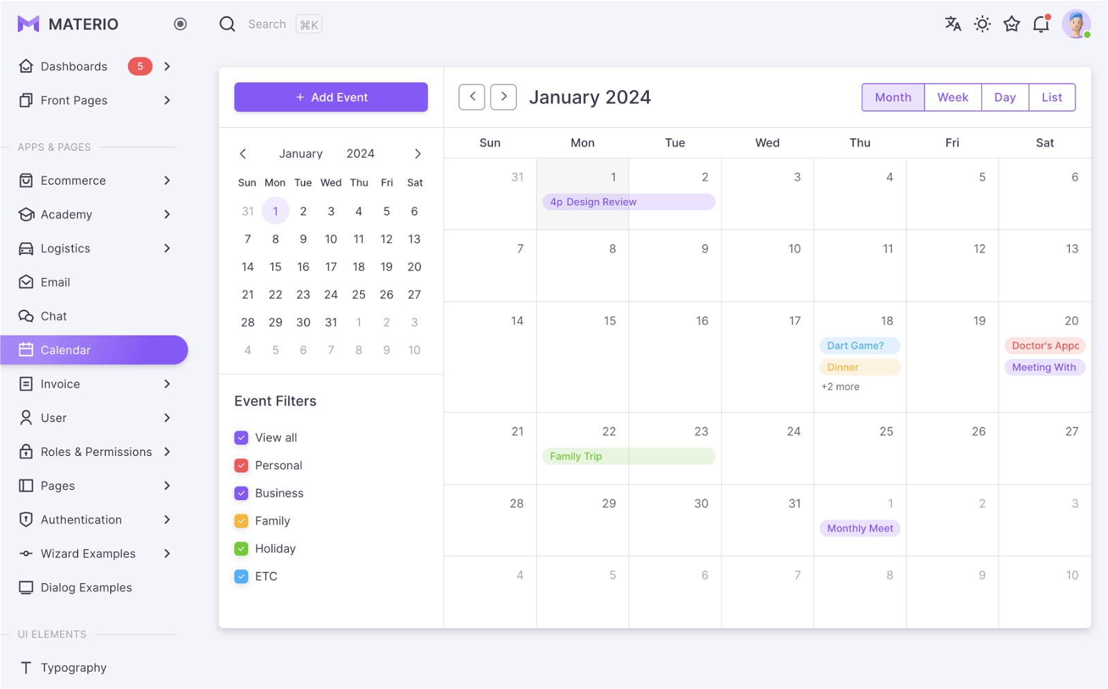 materio bootstrap admin template