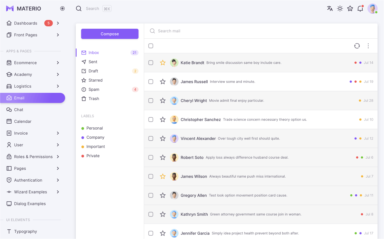 materio bootstrap admin template