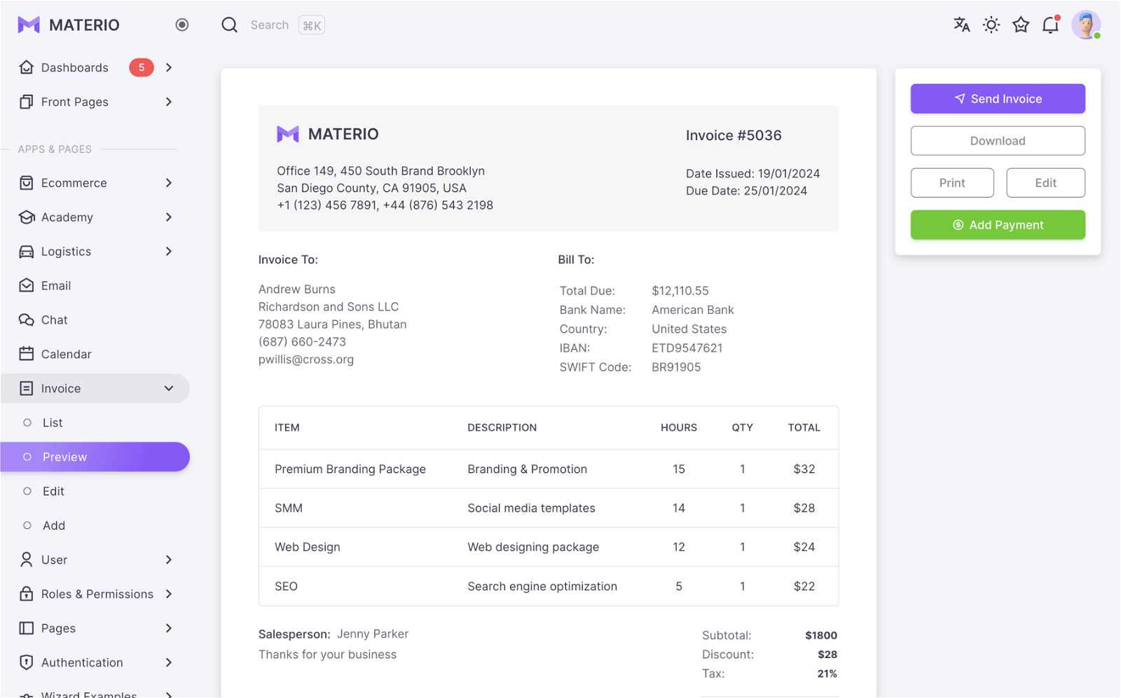 materio bootstrap admin template