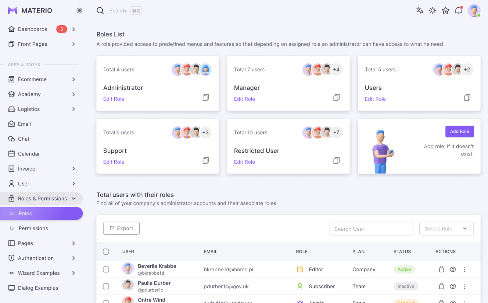 materio bootstrap admin template