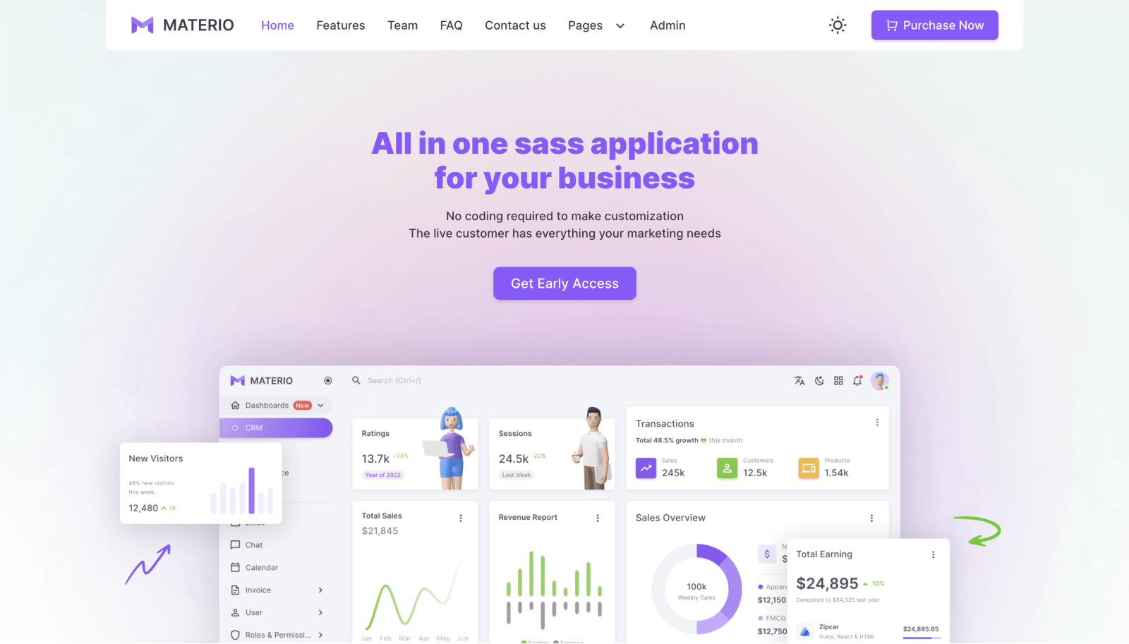 Materio bootstrap html admin template