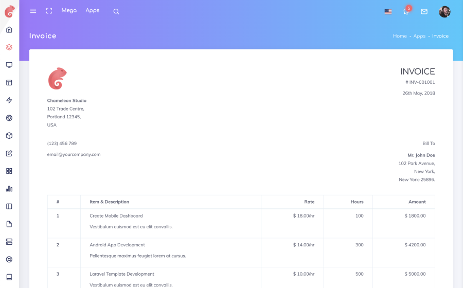 chameleon dashboard pro bootstrap