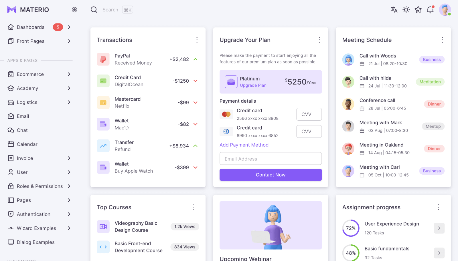 materio bootstrap admin template