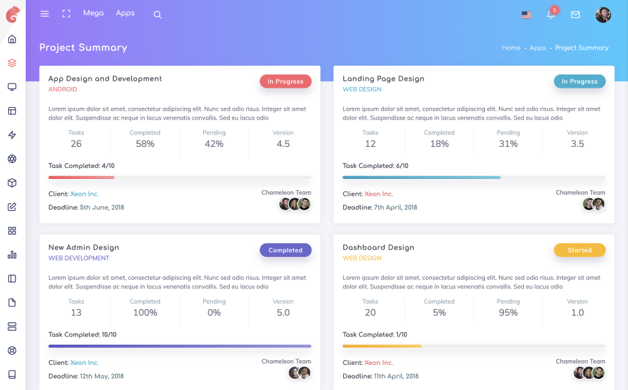 chameleon dashboard pro bootstrap