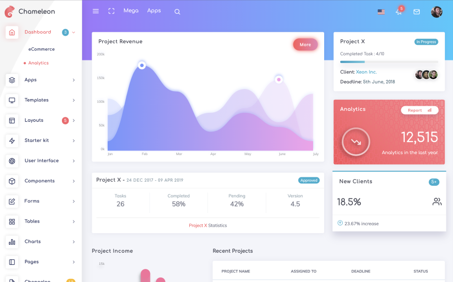 chameleon dashboard pro bootstrap