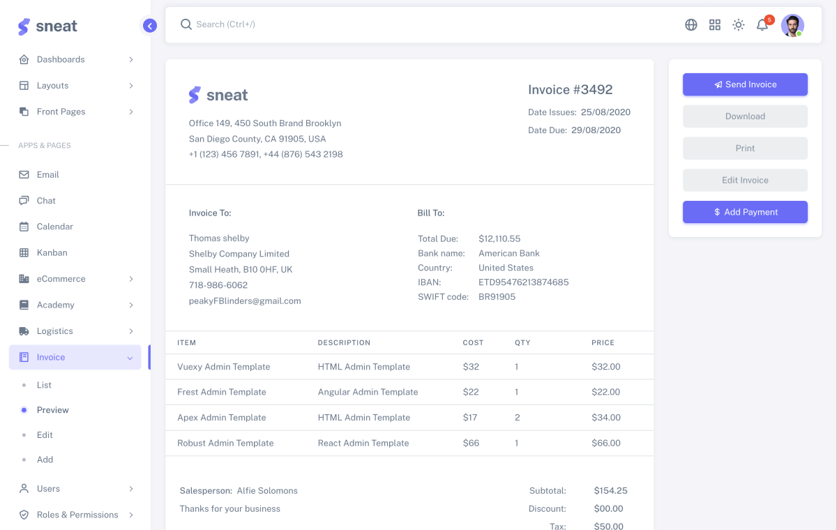 sneat dashboard pro bootstrap