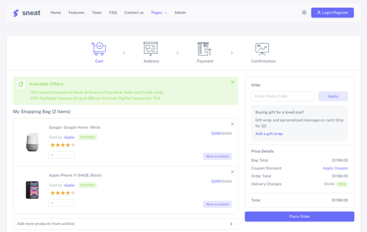 sneat dashboard pro bootstrap