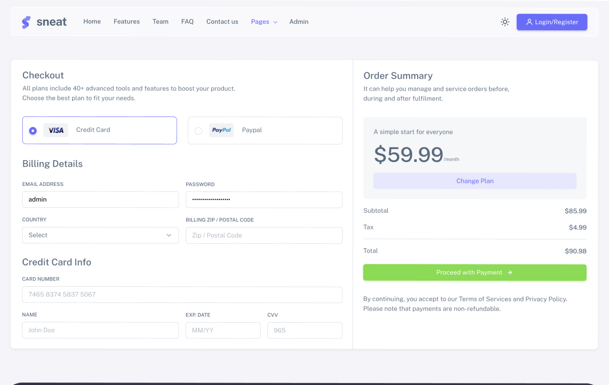 sneat dashboard pro bootstrap