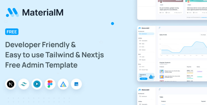 MaterialM Free Tailwind and Next.js Admin Dashboard Template