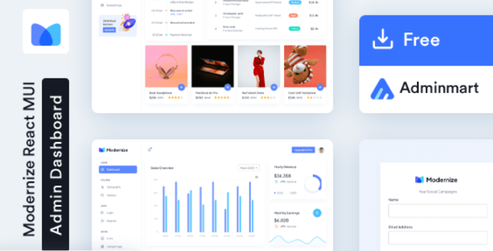 Modernize Free React MUI Admin Template