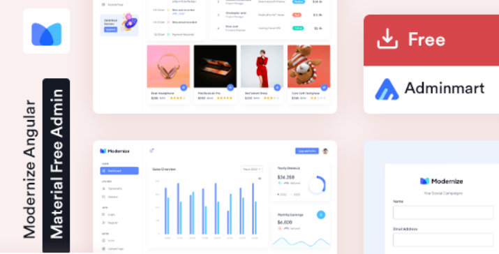 Modernize Free Angular Material Admin Template