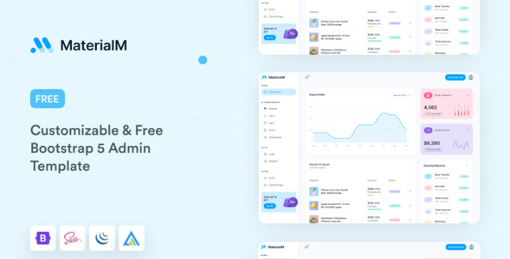 MaterialM Free Bootstrap Admin Dashboard Template