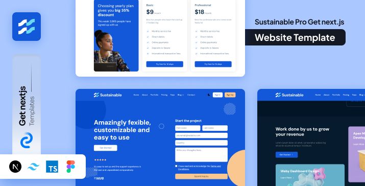 Sustainable Pro NextJs Website Template to Build Portfolios