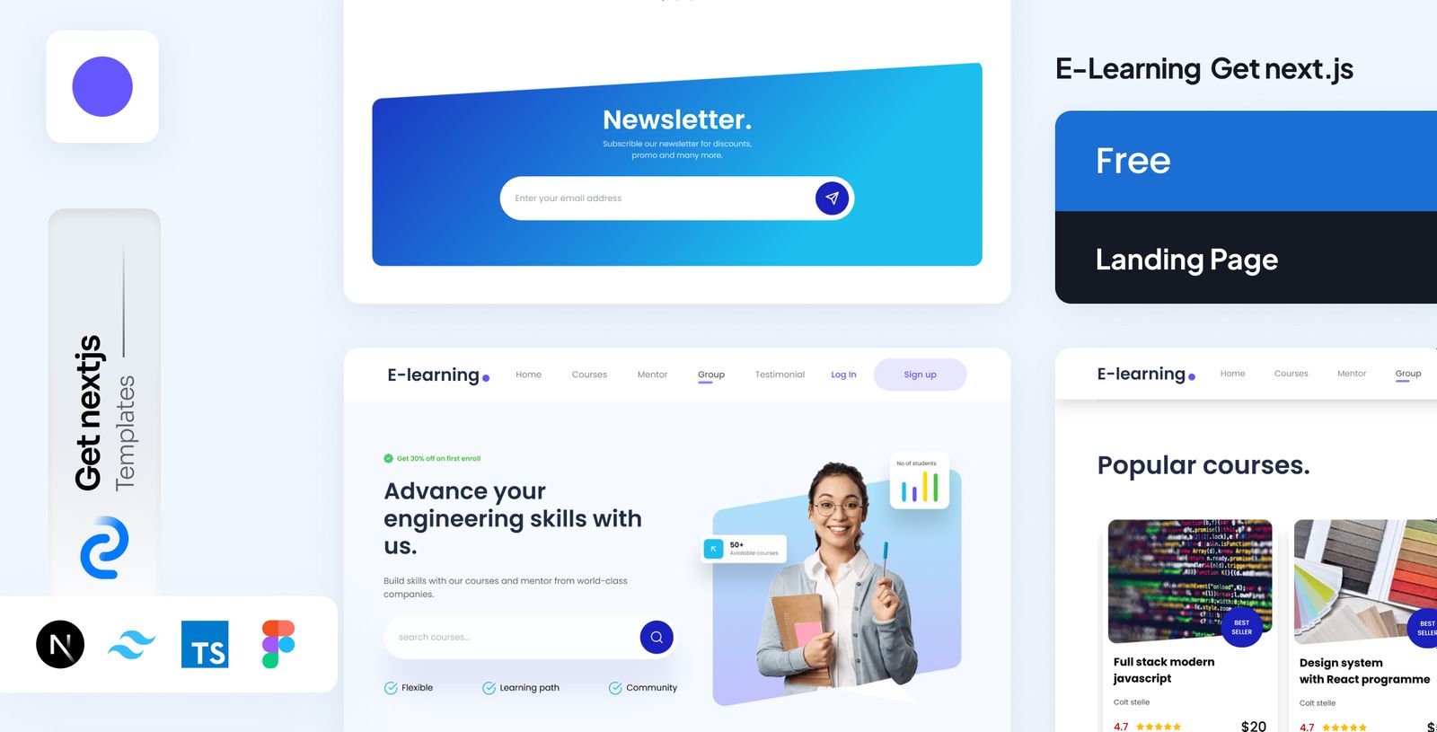 E-learning NextJs Free Landing Page Template